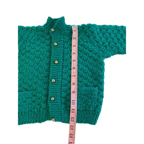Baby Hand knit Cardigan 12 Months Greenm - Picture 4 of 8